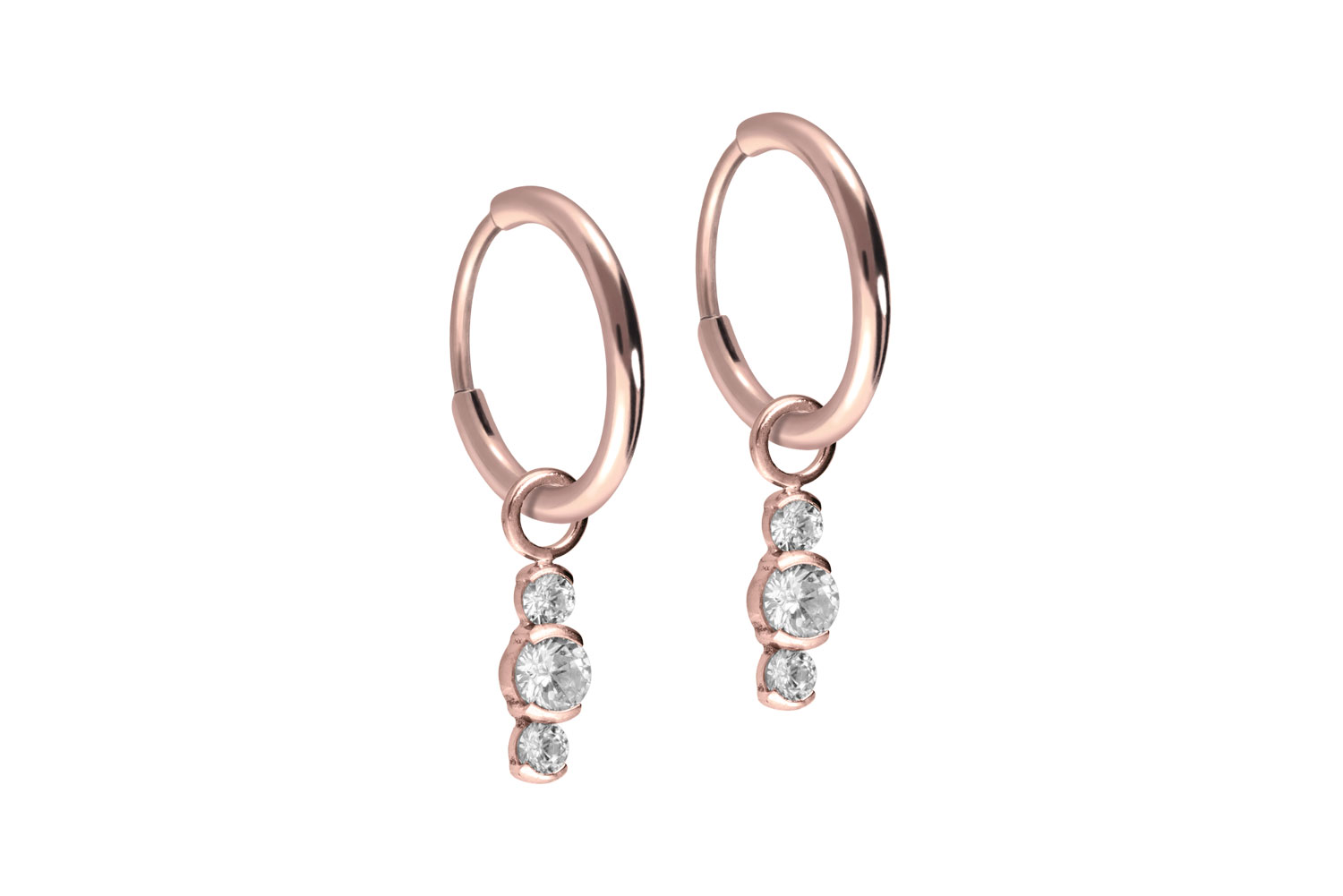 Titan Ohrclicker Creolen 3 EINGEFASSTE KRISTALLE von Piercingline